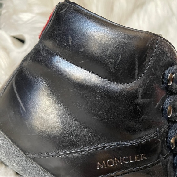Moncler Men's Black Leather Hi-Top Sneaker Booties - Picture 14 of 16